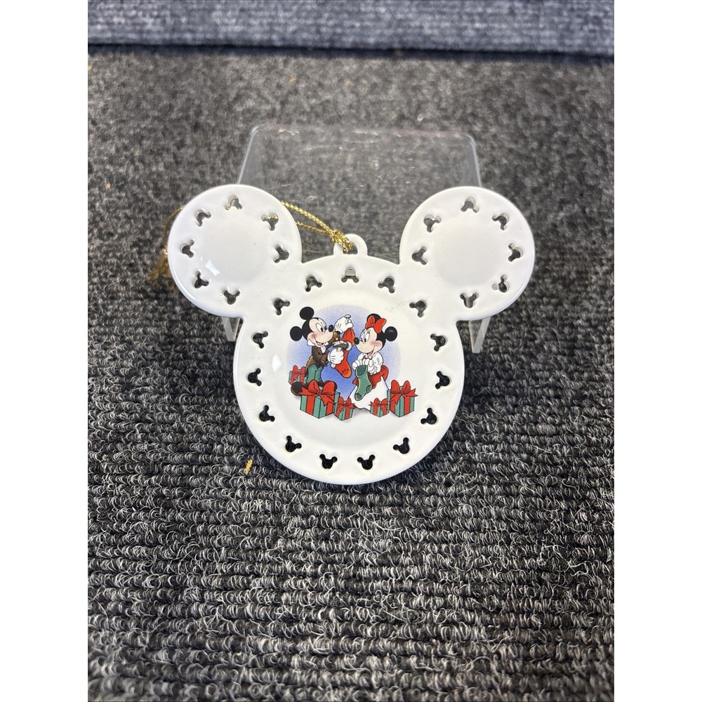 Walt Disney World Christmas Ornament Porcelain Mickey Mouse Ears 2002